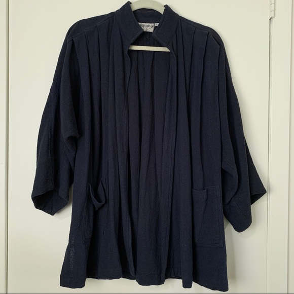 Vintage Jackets & Blazers - 🚨SOLD Vintage Ink Blue Open Cotton Jacket